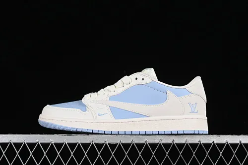 All categories Air Jordan Jordan series basketball shoes Air Jordan 1 Low high-end custom low-top sneakers Travis Scott x Fragment Design x Jordan Air Jordan 1 Low OG SP AJ1 Joe 1 LV blue double hook low-top cultural casual sneakers BB6588-103